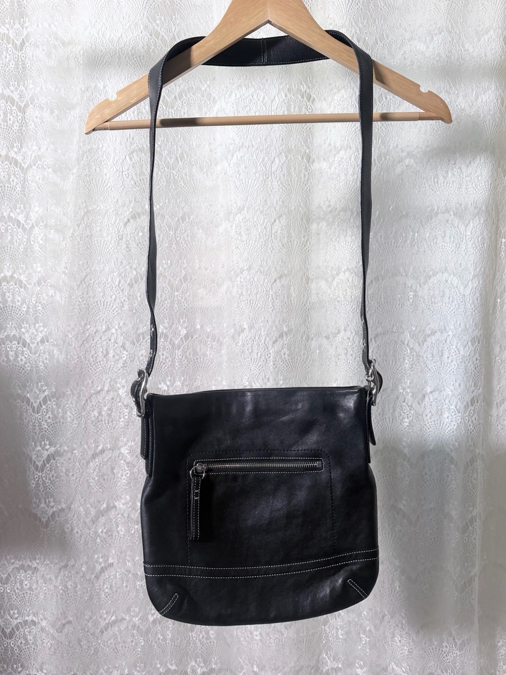 Vintage black leather Coach Soho slim hobo bag